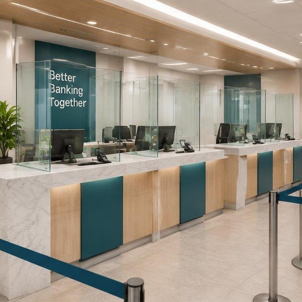 Design concept visualization of branch / teller counter for banking & professional