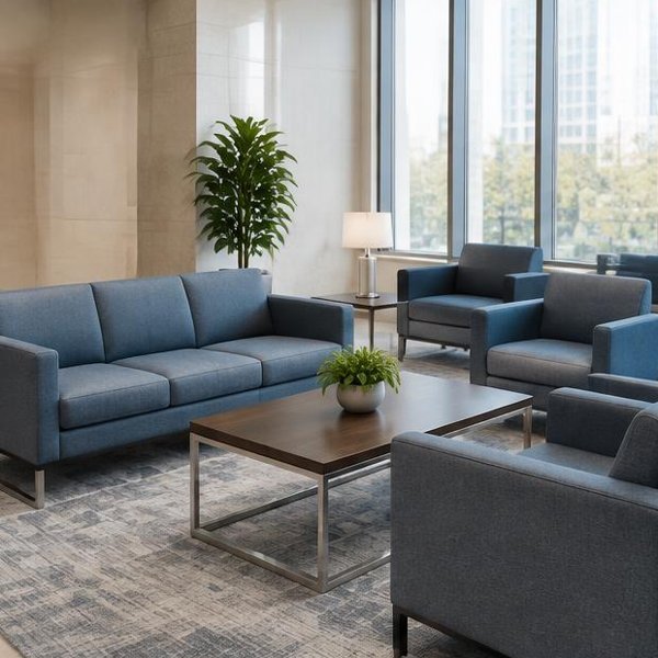 Client waiting sofas produced by Woods Genie for banking professional spaces