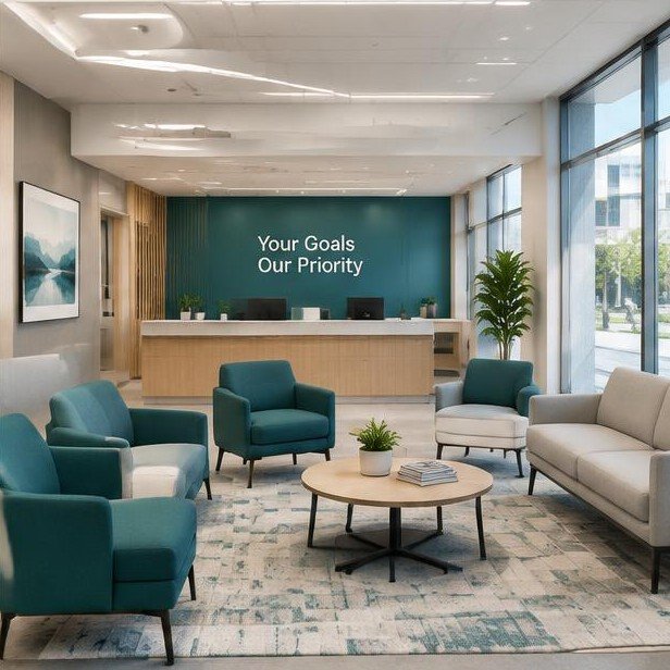 Design concept visualization of waiting area for banking & professional