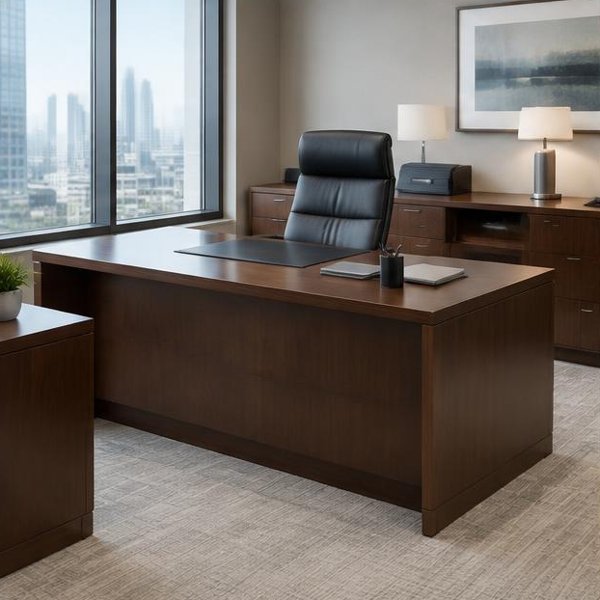 Executive desks produced by Woods Genie for banking professional spaces