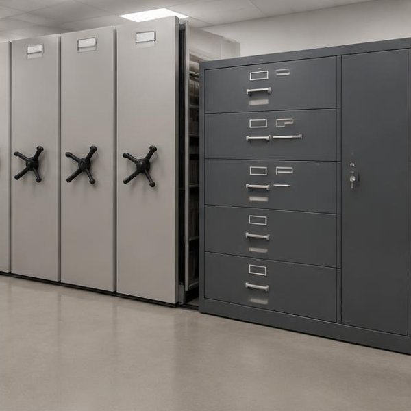 Secure filing cabinets produced by Woods Genie for banking professional spaces