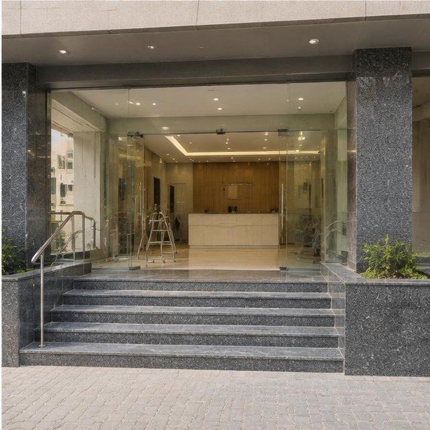 Construction work package visualization: Lobby facade & external works for Banking & Professional