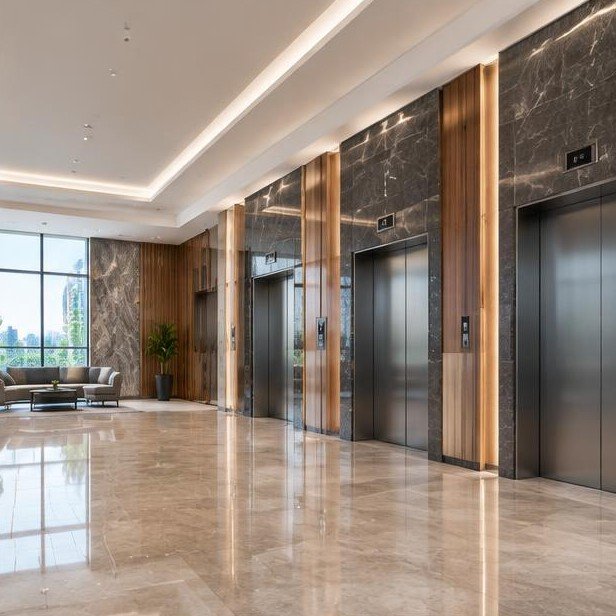 Design concept visualization of common area finishes for commercial developments