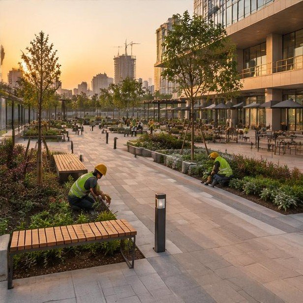 Construction work package visualization: Public realm & landscaping for Commercial Developments