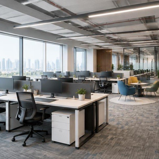 Design concept visualization of workstations & seating for corporate & workplace