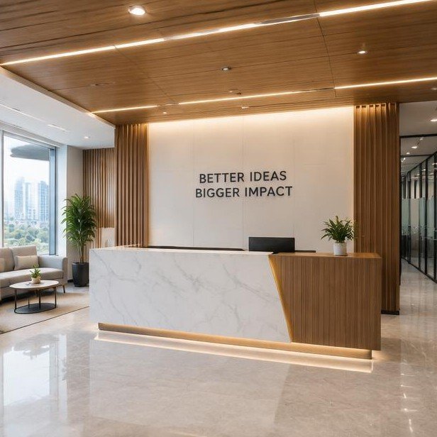 Design concept visualization of reception & lobby for corporate & workplace