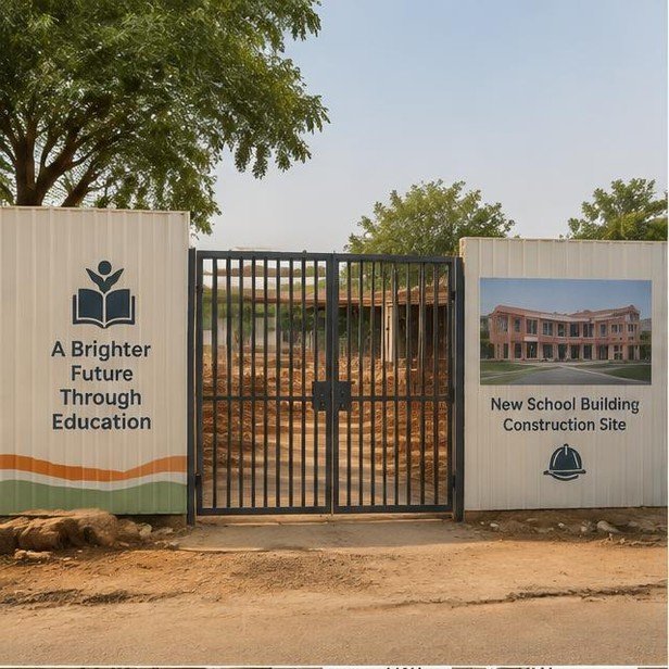 Construction work package visualization: Site setup & safety hoarding for Education