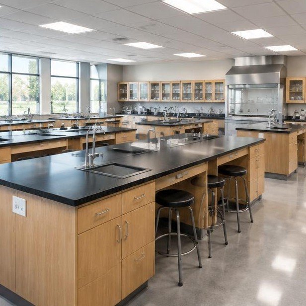 Design concept visualization of labs & fixed furniture for education