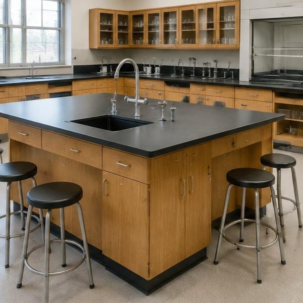 Science lab tables produced by Woods Genie for education spaces