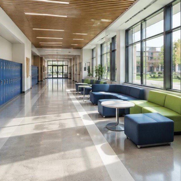 Design concept visualization of corridors & common areas for education
