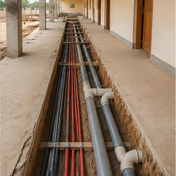 Construction work package visualization: Services & utility connections for Education