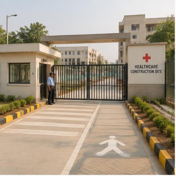 Construction work package visualization: Site establishment & access control for Healthcare