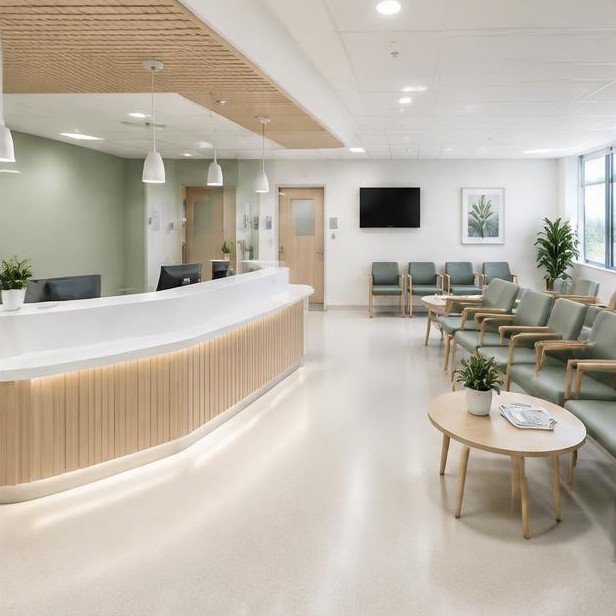 Design concept visualization of opd & reception for healthcare