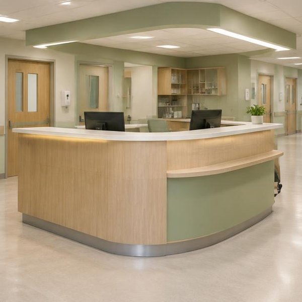 Nurse stations produced by Woods Genie for healthcare spaces