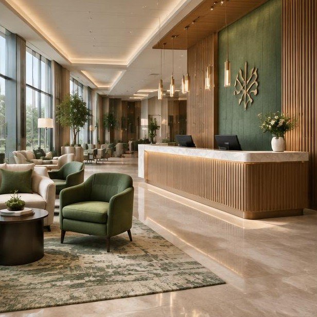 Design concept visualization of lobby & reception for hotels & hospitality
