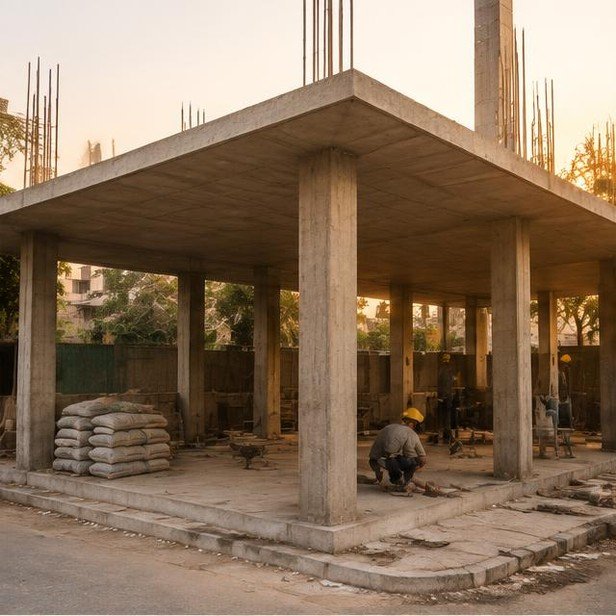 Construction work package visualization: Structural frame & slab for Restaurants & F&B