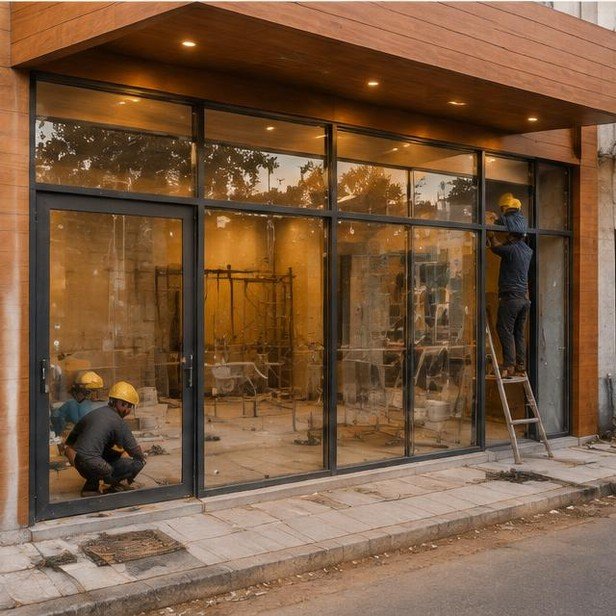 Construction work package visualization: Storefront facade & entrance for Restaurants & F&B