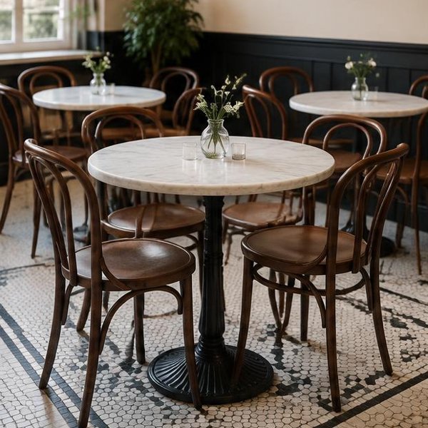 Cafe bistro sets produced by Woods Genie for restaurants fnb spaces