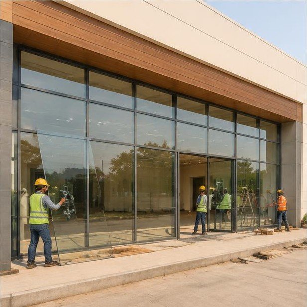 Construction work package visualization: Storefront facade & glazing for Retail & Showrooms