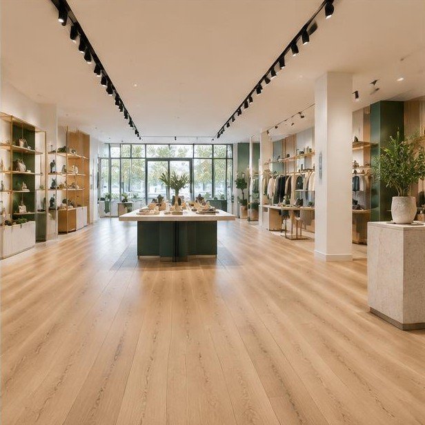 Design concept visualization of flooring & lighting for retail & showrooms