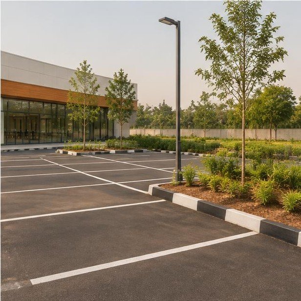 Construction work package visualization: Parking & external landscaping for Retail & Showrooms