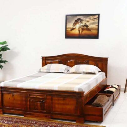 Wooden Bed with Drawer Storage