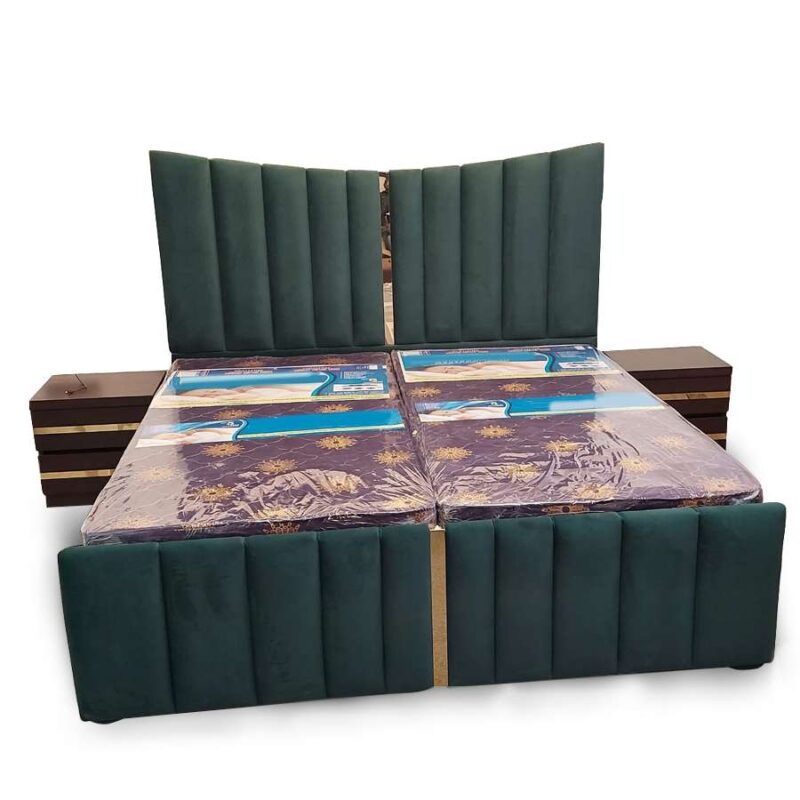 Green Quilted Double Bed with Storage Box