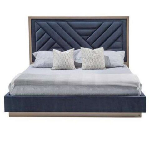 Blue Quilted Double Bed with Storage Box