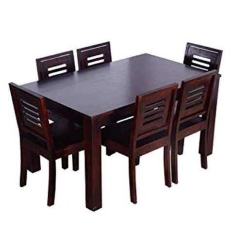 Solid Wood Chocolate Dining Set with 6 Seater