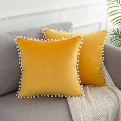 Mango Yellow Velvet Cushions