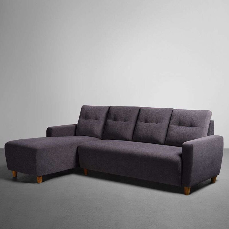 LHS Sectional Grey Sofa with Puffy
