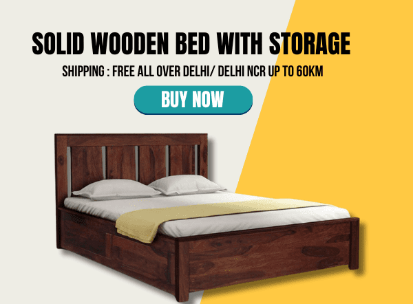 Solid Wooden Bed with Storage